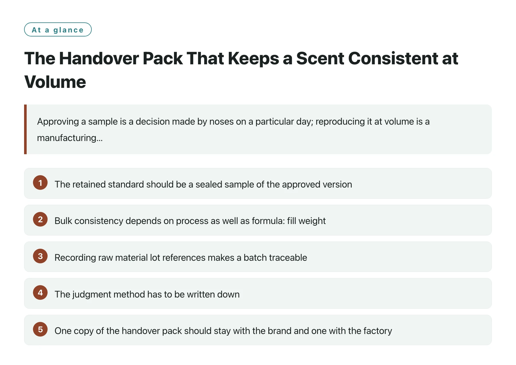 The Handover Pack That Keeps a Scent Consistent at Volume——全文要点速览